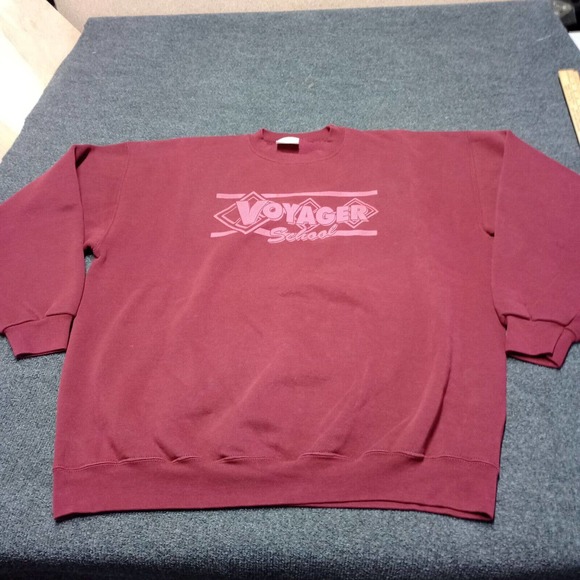 VINTAGE Voyager School Sweater Maroon 2XL XXL Santee Heavyweight USA Made - Picture 1 of 8